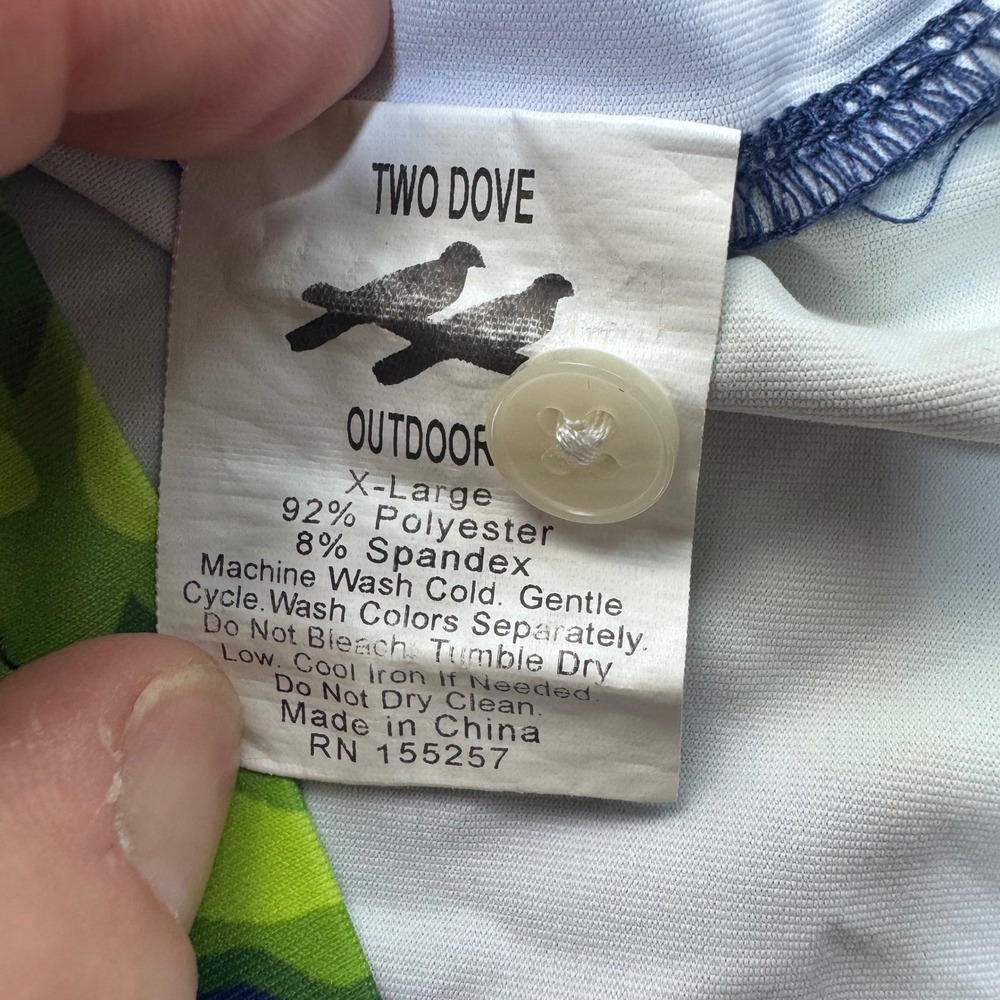 Two Dove Outdoor Mens Cactus Print Polo Shirt Navy Blue Floral XL Stretch Golf - Picture 4 of 9
